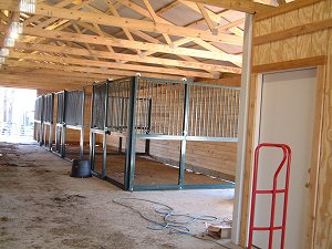 installing prefab horse stalls