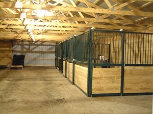 prefab horse stall installing wood